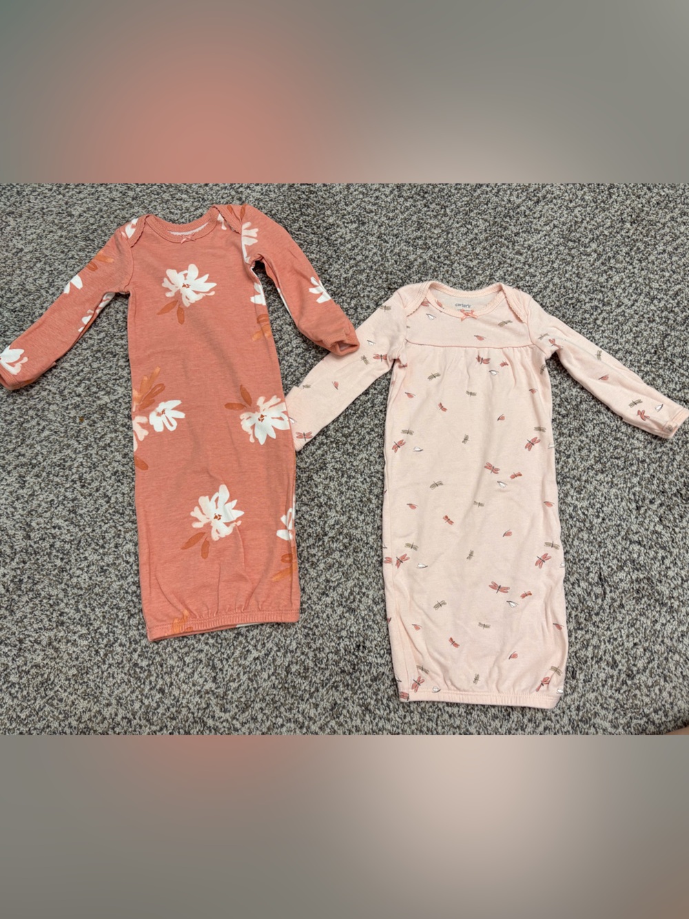 2pk NB baby girl sleeper gowns